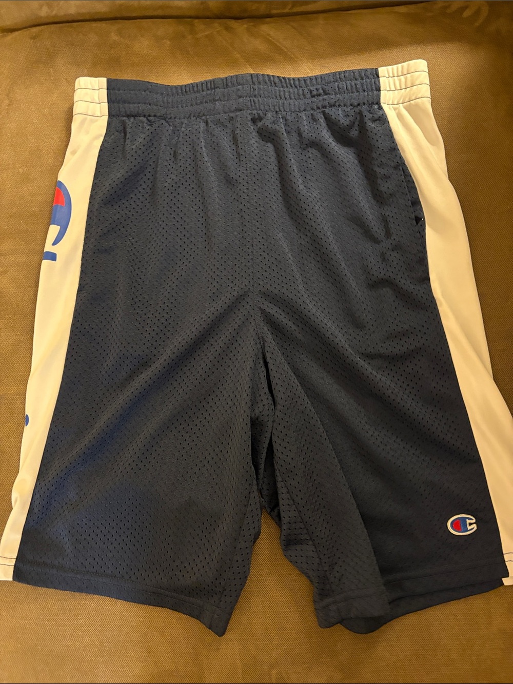 Champion Navy and White Mesh Basketball Shorts